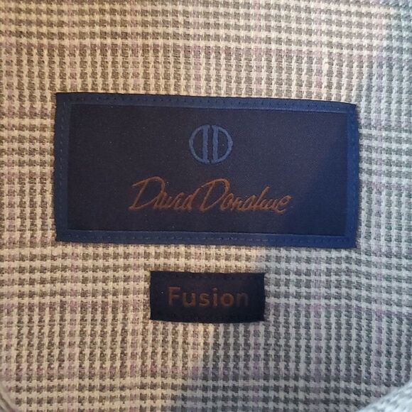 NWT DAVID DONOHUE GLEN PLAID DRESS SHIRT GRAY WHITE SZ MEDIUM 15.5 LINEN COTTON - Picture 7 of 8